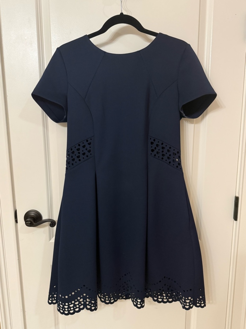 Vince Camuto Navy Short Sleeve Laser Cut  Dress.  SIze 12
